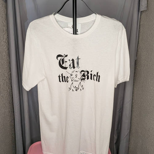 Eat the Rich graphic T-shirt sample sale photo.