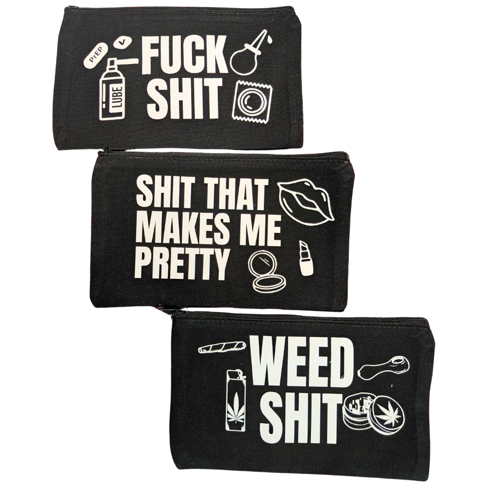 Little Shit Canvas Zipper Pouches