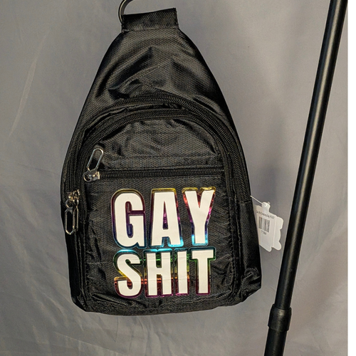 Gay Shit crossbody bag sample sale product photo.