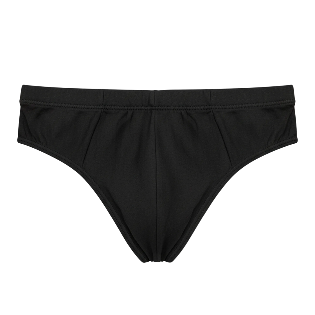 Black bikini bottom on a white background
