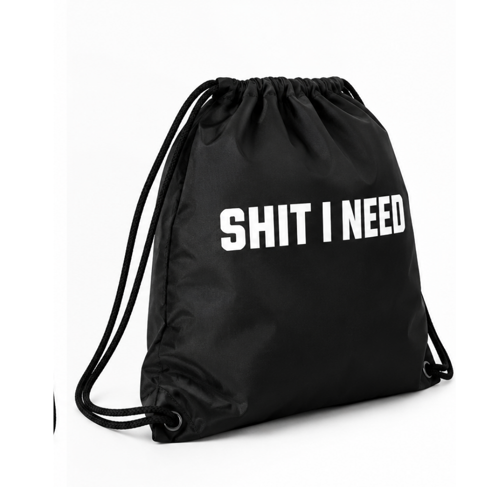CLEARANCE - Shit I Need Drawstring Backpack - Black