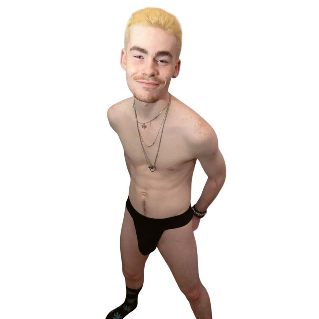 Man wearing black underwear on a white background