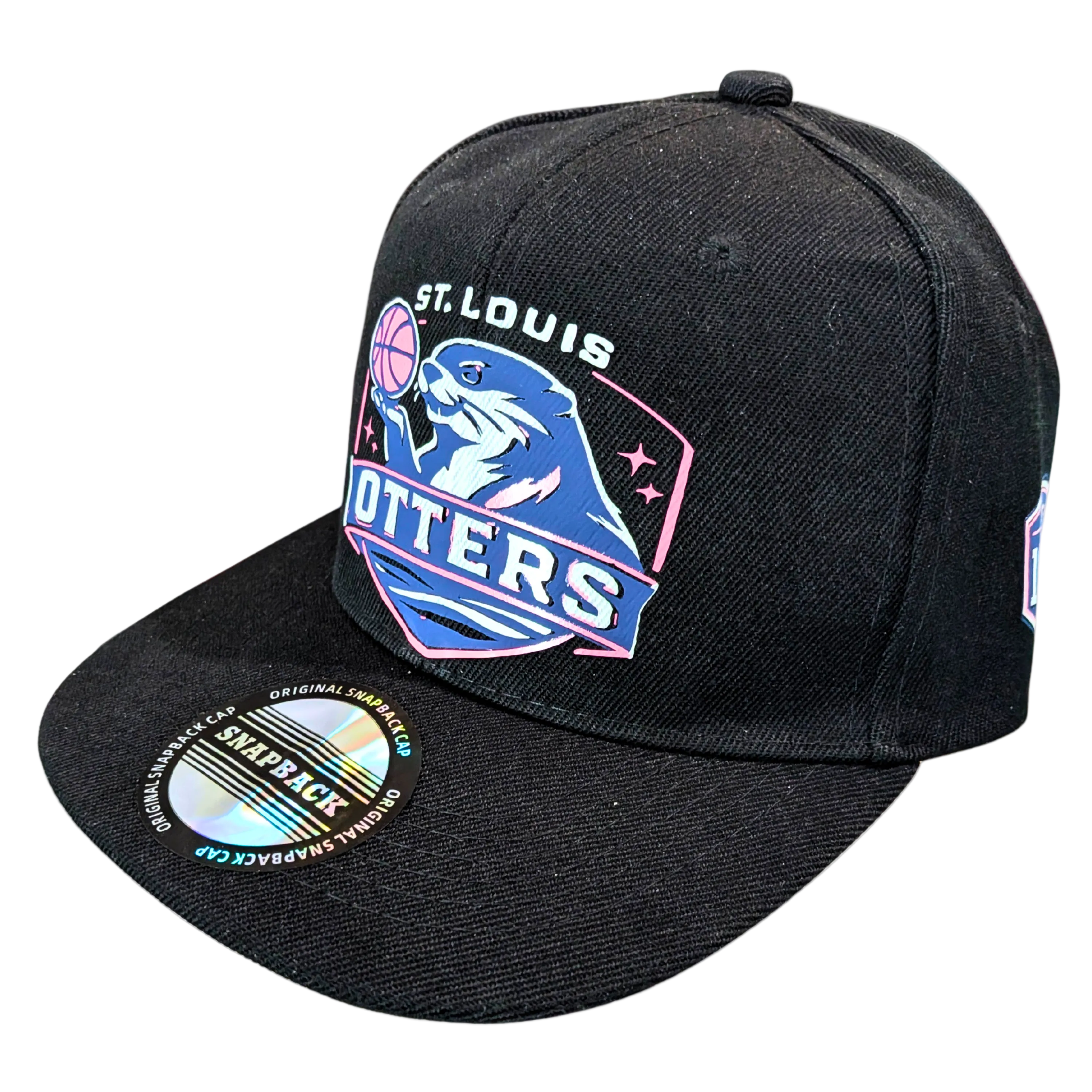 Black cap with St. Louis Otters logo on a white background