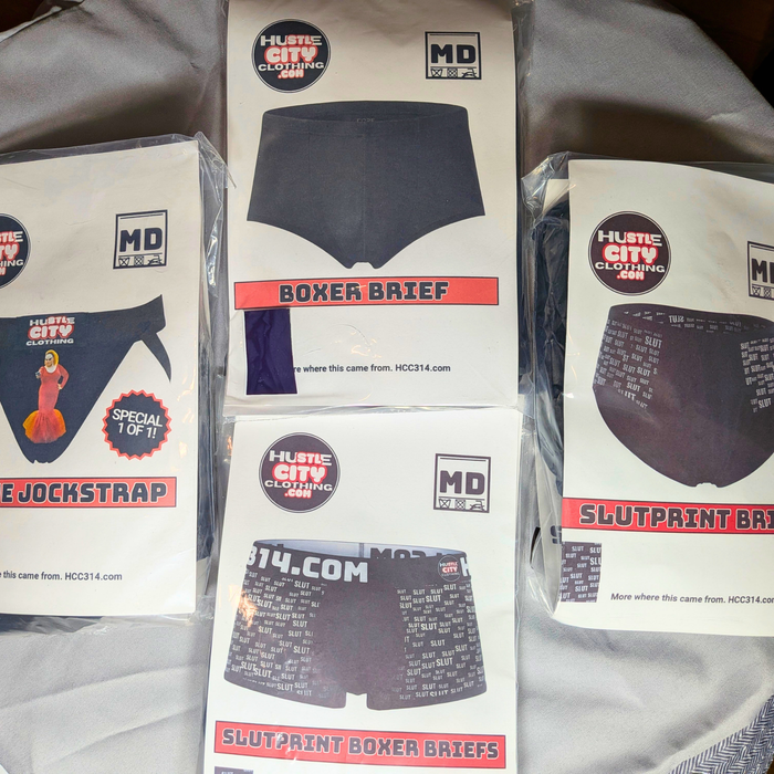Packaged underwear products arranged for retail display and shipment.