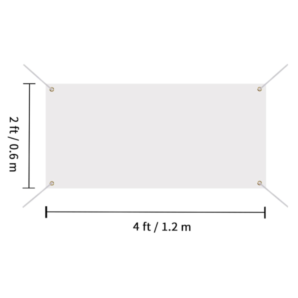 Custom banner dimensions 4 feet by 2 feet