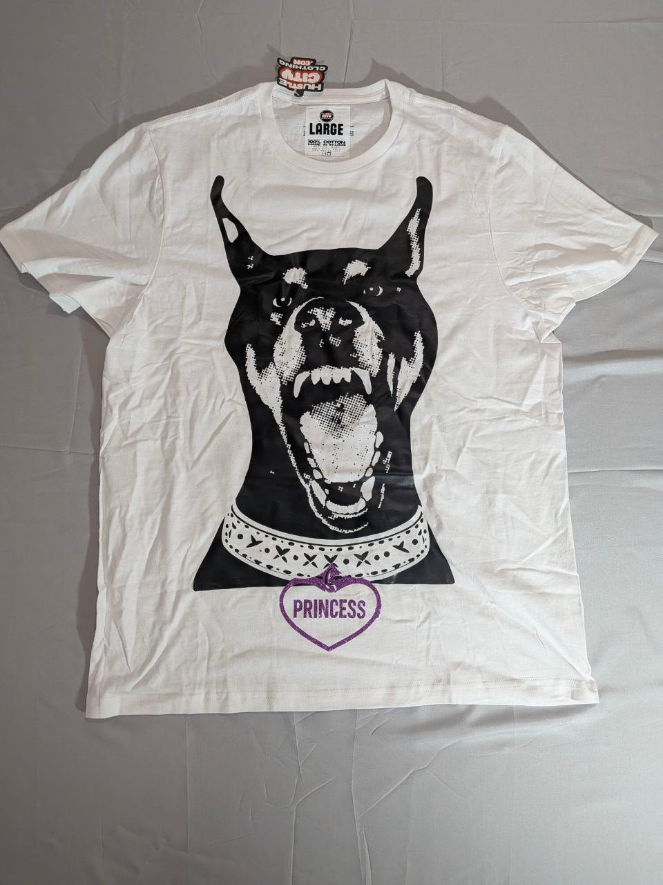 Pound Princess T-Shirt. aA"Purple Glitter Accent - Large - White