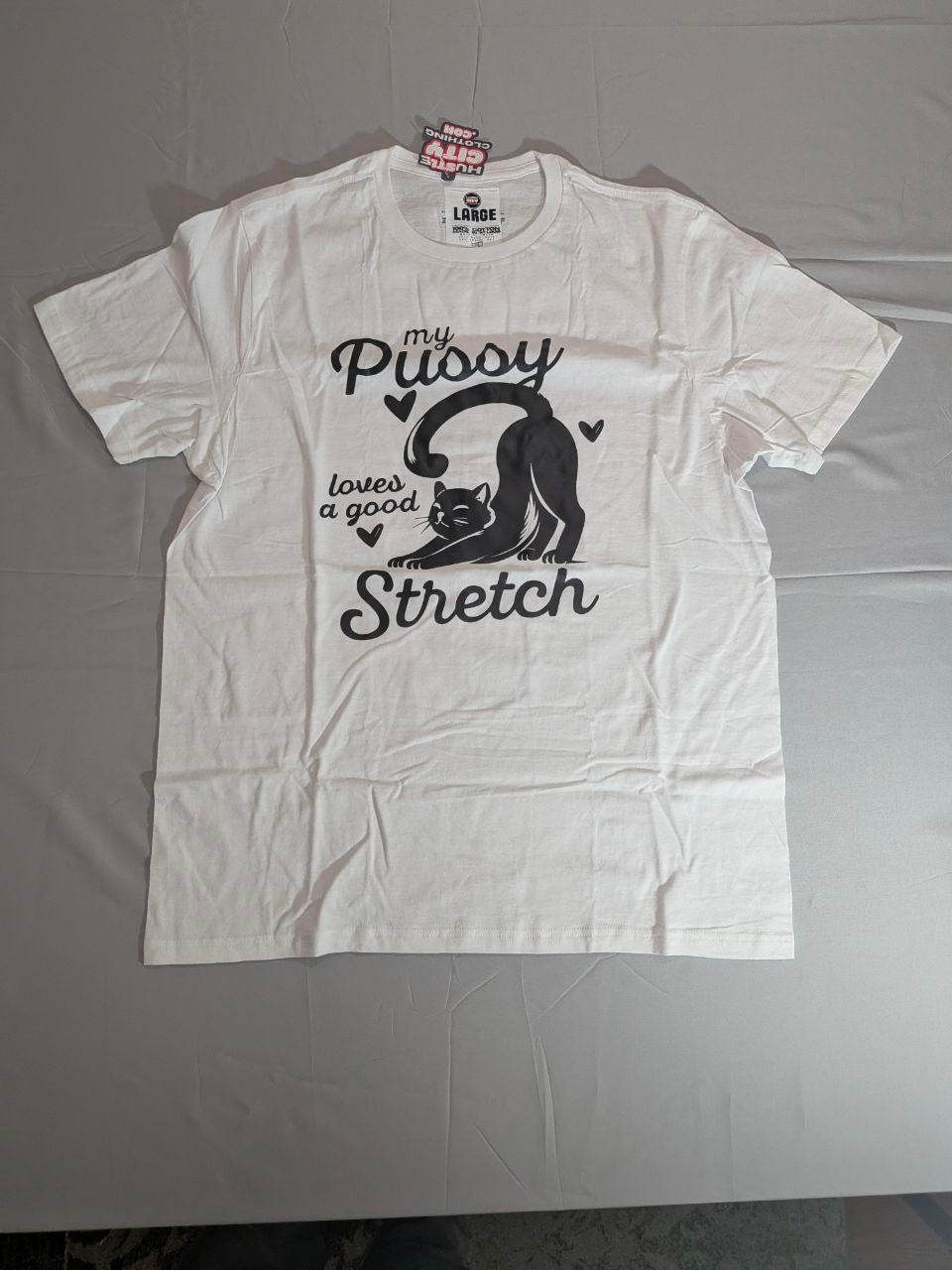 Sample Sale – pussy stretch t shirt – Large – White