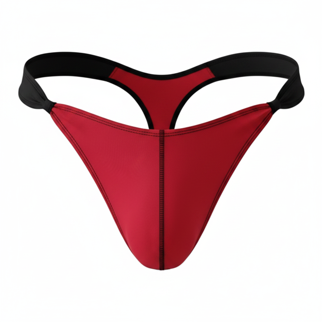 Red Thong with Exposed Elastic Side Straps